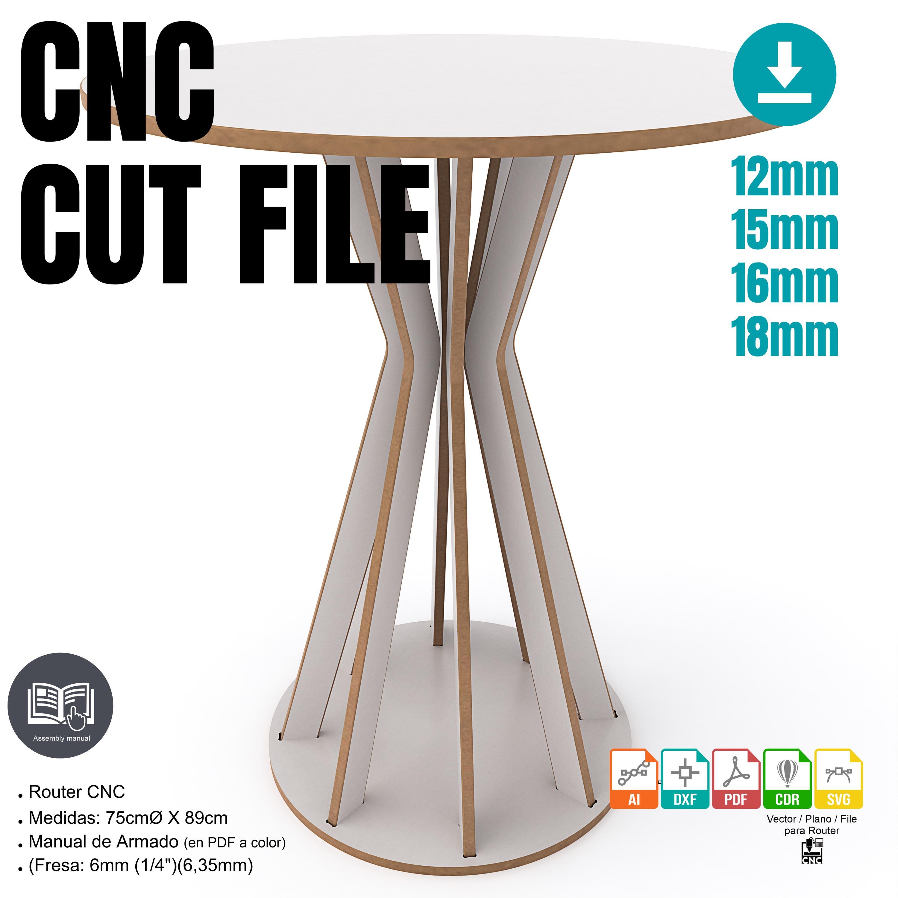 Vector for CNC Router – Cylindrical Pedestal round table, cnc router vector, cylindrical pedestal, slat pedestal, CNC template, Dxf-SVG plans
