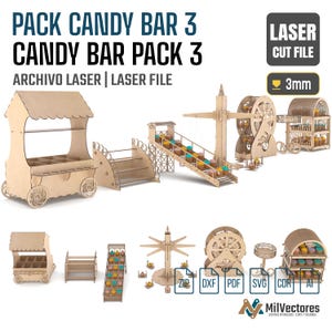 Kit Candy bar Furniture Pack 3- file Vector for Laser laser - file Vector, laser cut design, guía de ensamble en cada diseño, laser cut file