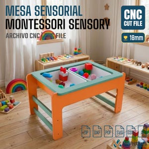 Montessori Sensory Table Plans | Kids Exploration | Sensory Activity for Toddlers | CNC Router Furniture Design | DXF SVG Digital Download