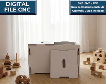 Scatola portagiochi Montessori | Libri, cappotti | File CNC | Progetti digitali | PDF, DXF | Mobili per bambini | Organizzatore
