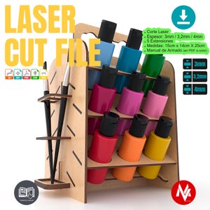 Porta Acrílicos, estante de almacenamiento de pintura artesanal portátil - Organice sus pinturas acrílicas con facilidad SVG dxf corte laser
