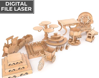 Candy Bar Furniture Pack 2 | Event Party Decor Bundle | Laser Cut File DXF SVG | 3mm MDF | Professional Vector Design for Laser