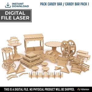 Kit Candy bar Furniture Pack 1 - file vettoriale per laser, svg, laser - file vettoriale, design tagliato al laser, guida al montaggio, file tagliato al laser