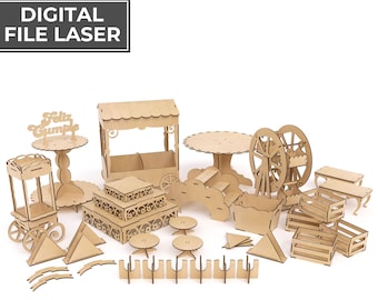 Candy Bar Furniture Kit | Party Decor Event Pack | Laser Cut File DXF SVG | 3mm 4mm 5mm 6mm MDF | Professional Vector Design for Laser Cut
