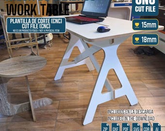 Modern Home Office Desk Plans | Interlocking Work Table | Router CNC DXF SVG | Flat-pack Office Furniture | Plywood Desk Digital Download