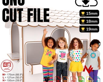 Candy House Children&#39;s Playhouse. Indoor children&#39;s playhouse. CNC vector plans, digital PDF files, CNC router DXF files.