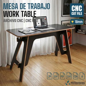 CNC Home Office Desk Plans | Interlocking Work Table | Modern Flat-pack Desk | Router cnc DXF SVG | Digital Download