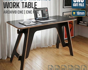 CNC Home Office Desk Plans | Interlocking Work Table | Modern Flat-pack Desk | Router cnc DXF SVG | Digital Download