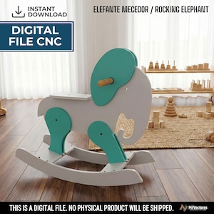Archivo CNC DXF  Elefante Mecedor de Madera  Juguete  wooden rocking elephant, slot together toy, vector design for router, digital file