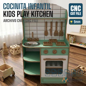 Cocina Infantil vector router CNC, children's kitchen toy, montessori play furniture, cnc kitchen toy, wooden play kitchen kids play kitchen