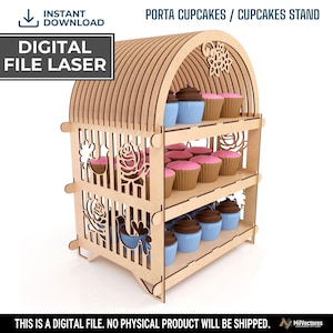 Laser Cut Files - Cupcake Stand - Instant Download, cupcake stand rack, laser cutting template, dxf laser cut