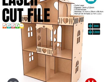 3mm and 5.5mm Dollhouse Decor Digital File for Laser Cutting Laser Cutting Files, Vector Patterns, Vector Templates Dollhouse