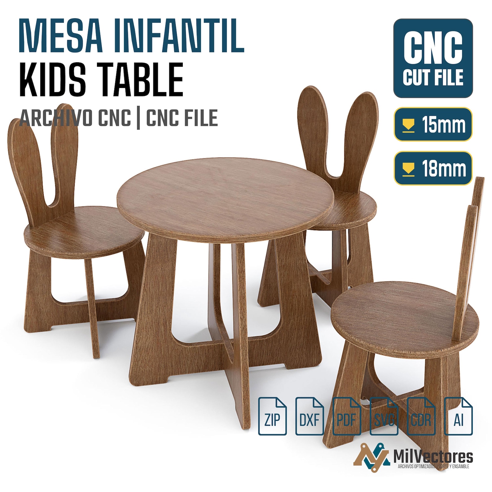 Mesa y silla infantil Conejo