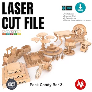 Zestaw Candy Bar Furniture Pack 2, projekt wycinany laserowo, plik wektorowy dla lasera, SVG, projekt wycinany laserowo, batonik wycinany laserowo