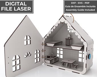 Lasergesneden educatief speelhuisje | SVG-sjabloon | Lasergesneden bestanden | Educatief speelgoed | Glowforge SVG-pakketbestanden | Vector DXF-bestand