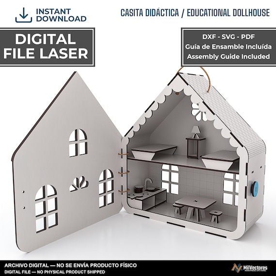 Casita Didáctica corte láser | plantilla svg | files laser cut | juguete educativo | Glowforge SVG archivos de paquete | Vector DXF Archivo
