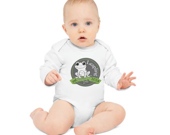 Leapling Body de bebé de manga larga de algodón orgánico con rana del año bisiesto 2024
