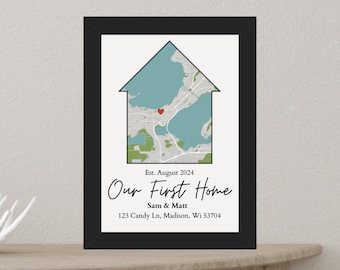 Personalized Home Map & Frame - Our First Home - Closing Gift - Home Sweet Home - Realtor Gift - First Time Home Buyers - New Home