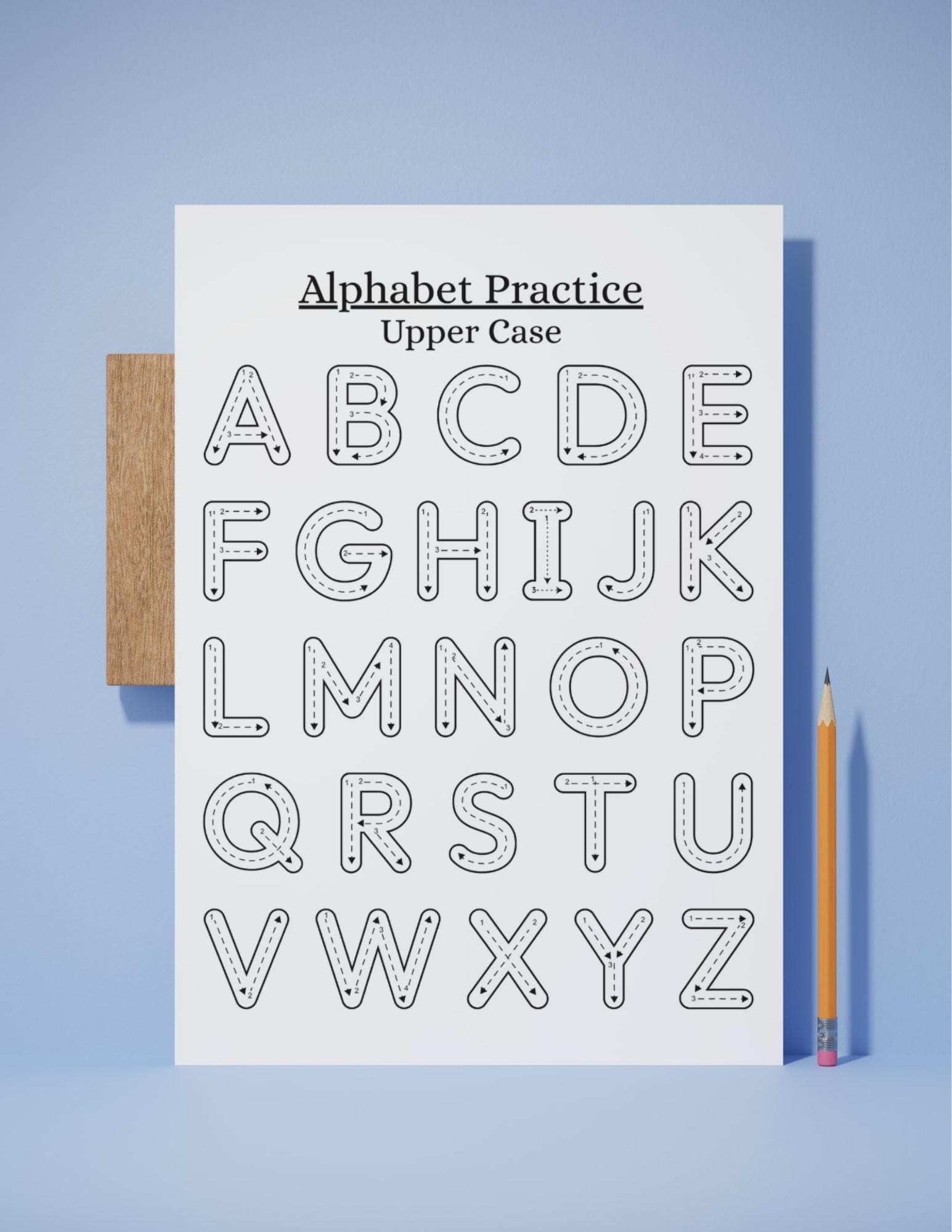 Printable Alphabet Tracing Practice - Upper Case Abc's - Kindergarten ...