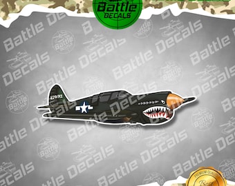 American Curtiss P40 Warhawk Fighter Plane Military Aircraft Vinyl Sticker
