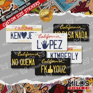 Custom California License Plate Vinyl Sticker | Personalized License Plate Decal