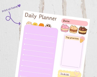 Printable Daily Planner/Kawaii Daily Planner/ Pastel Daily Planner /Cute Daily Planner/Kawaii Printable Stationery /Instant Download Planner