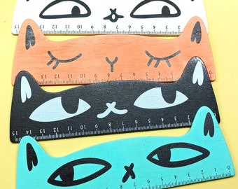 Kat houten liniaal, schattige liniaal, schoolbenodigdheden, Kawaii briefpapier, Kawaii kat liniaal, houten liniaal, Kids Craft Supplies, 15cm liniaal - Scrapbooking