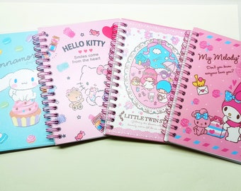 Sanrio lovers, Cute Spiral, Pocket Notebook, A6 Size Lined ,Paper Kawaii ,Ruled Journals, Adorable kitty, Pattern Back to School ,Girls Gift