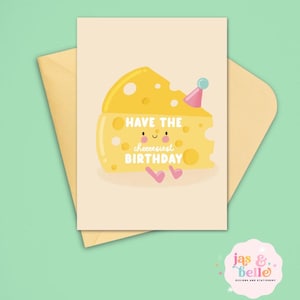 Carte d'anniversaire Jellycat - carte d'anniversaire de fromage pour les amateurs de fromage - carte de voeux mignon jeu de mots - carte de joyeux anniversaire drôle - carte de gourmet kawaii