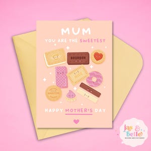 Mamma sei la più dolce – Carino biglietto di auguri per la festa della mamma con biscotti kawaii / Adorabile biglietto di auguri per la mamma / Divertente biglietto per la mamma / Regalo per gli amanti dei biscotti del Regno Unito