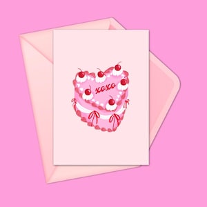 Carte de voeux « XOXO » en forme de gâteau coeur - douce carte de Saint-Valentin, mot d'amour ou carte d'anniversaire