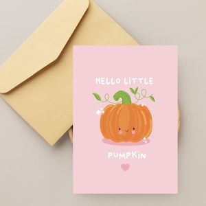 Tarjeta de bienvenida a la pequeña calabaza: linda tarjeta de felicitación para baby shower con forma de calabaza kawaii: tarjeta de celebración de un nuevo bebé