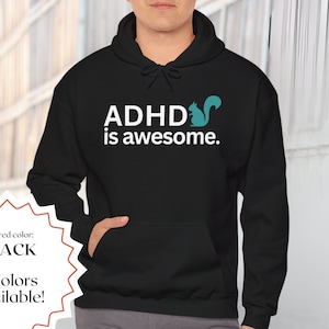 ADHD is Awesome Hoodie Squirrel Brain Neurodiverse Neurodivergent Spicy Brain Positive Unisex Heavy Blend™ Cozy Hooded Sweatshirt