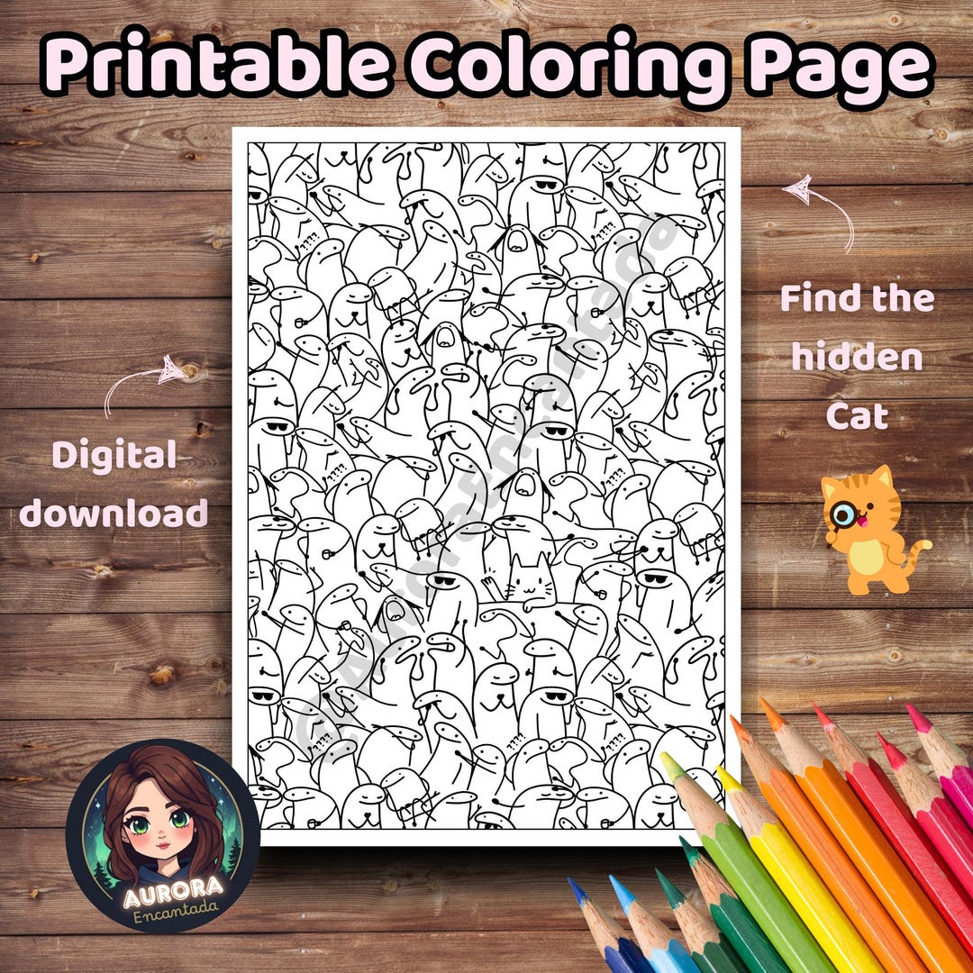 Crazy Doodles Coloring Page: Doodle Art With Hidden Cat (PDF/JPG/PNG ...