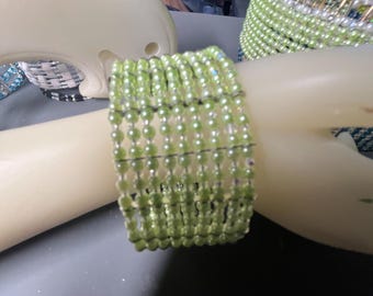 Memory Wire Cuff Beaded Bracelet