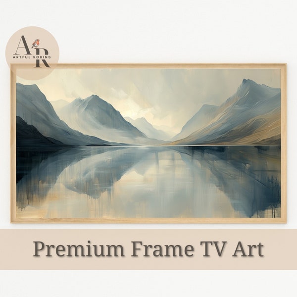 Mountain Lake Frame TV Art Landscape with Reflection Minimalist Modern Neutral Wall Farmhouse Decor | Instant Download for Samsung Frame TV