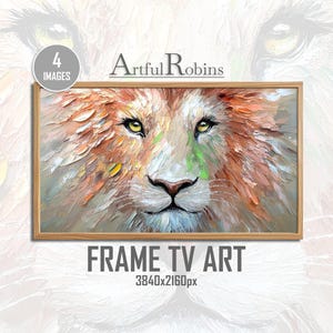 Conjunto de retratos abstractos de leones para televisión / Colección de vida silvestre con ilustraciones de grandes felinos / Descarga digital