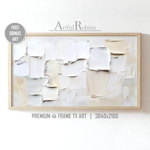 Neutral Beige Abstract FRAME TV Art | Square Brushstrokes on Digital Canvas Textured Oil Paint | Neutral Minimalist Decor | Instant Download