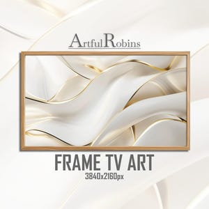 White and Gold Abstract Waves FRAME TV ART | Elegant Luxury Artwork | Modern Minimalist Digital-Download