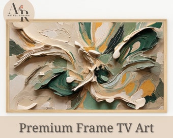 Abstract Frame TV Art with Earthy Tones 3D Textured Digital Painting Organic Shapes Modern Living Room Decor for Samsung Frame TV