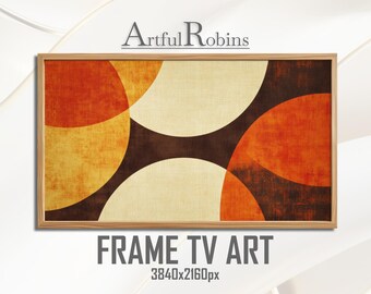 Groovy Retro Abstract Shapes FRAME TV ART | Geometric Orange Brown 1970s Minimalist Artwork | Digital-Download