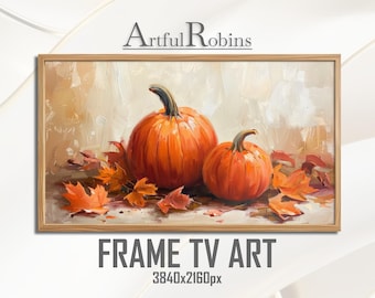 Zucche autunnali Natura morta impressionista CORNICE TV ART / Autunno Festivo Rustico Cottagecore Raccolto / Download digitale