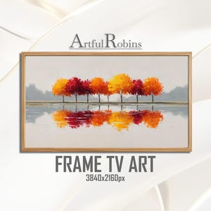 Autumn Trees Fall FRAME TV ART | Lake Reflection Seasonal Rustic Colors Tranquil Landscape | Digital-Download
