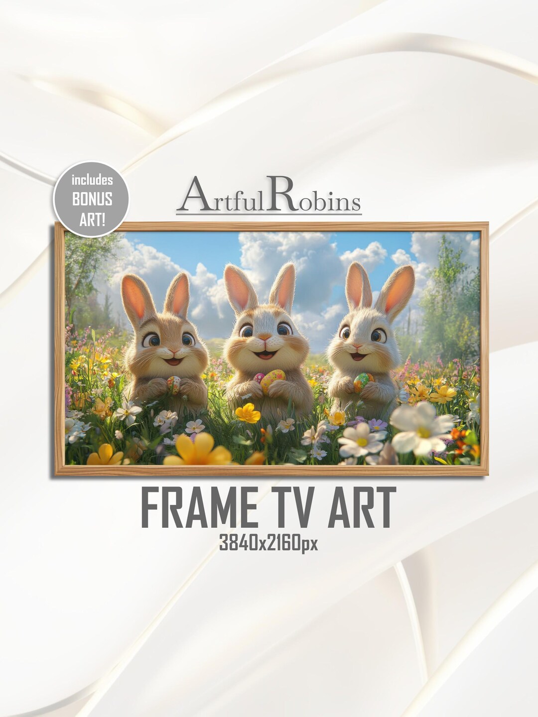 Cartoon Bunny Rabbits Spring FRAME TV ART | Fun Easter Eggs Meadow ...