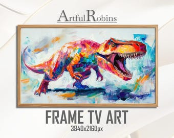 T-Rex Dinosaur Abstract FRAME TV ART | Vibrant Tyrannosaurus Rex Jurassic Pop Art Prehistoric Decor Instant Digital Download | Samsung Frame
