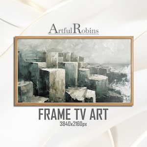 CADRE D'ART POUR LA TÉLÉVISION DE LA CHAUSSÉE DES GÉANTS | Colonnes rocheuses de basalte | Oeuvre impressionniste de la côte irlandaise (téléchargement numérique)