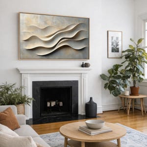 Neutral Minimalist Abstract Waves FRAME TV ART | Textured Sandy Beige Curves Coastal Japandi | Digital-Download image 3