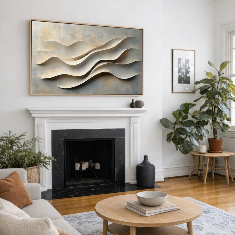 Neutral Minimalist Abstract Waves FRAME TV ART | Textured Sandy Beige Curves Coastal Japandi | Digital-Download image 3