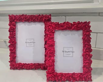 Rose Picture Frames in Bold Red