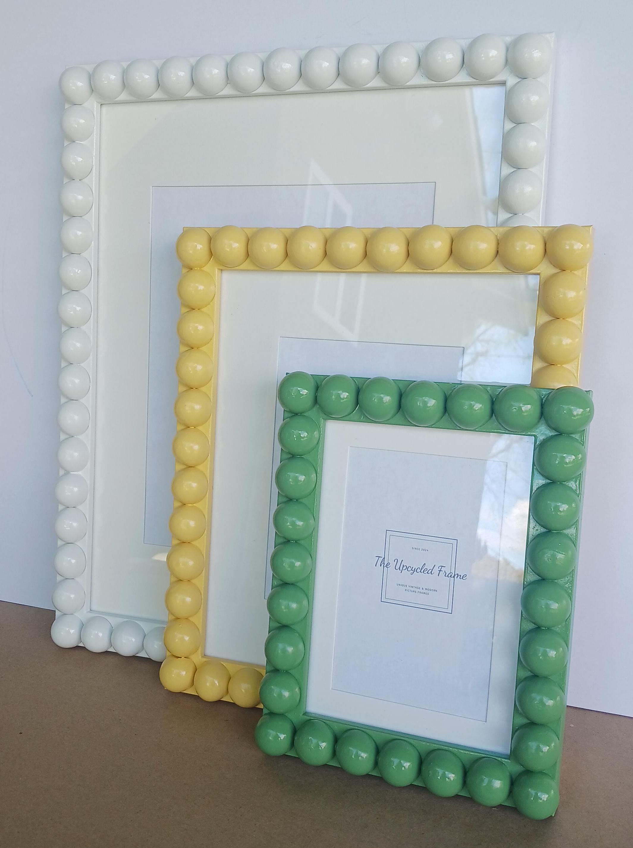 Handmade Beaded Bobbin High Gloss Picture Frame: Chunky Style Cottagecore Decor